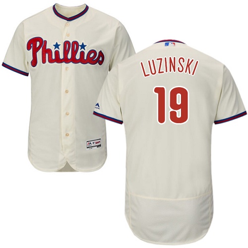 Phillies #19 Greg Luzinski Cream Flexbase Authentic Collection Stitched MLB Jersey - Click Image to Close